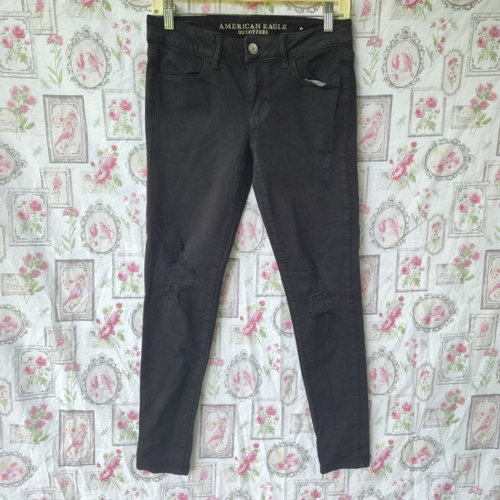 American Eagle Outfitters Jegging Womens Ripped Hole Super Stretch Skinny Size 4